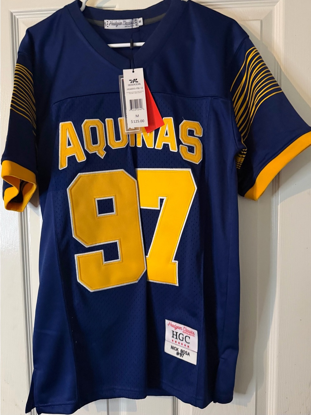 Nick Bosa high school Aquinas 97 Navy & Gold Football Jersey